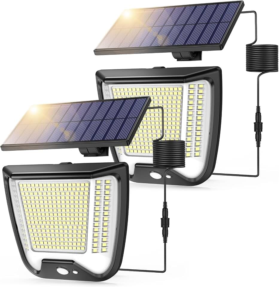 Solarlampen Strahler Außen LED mit Bewegungsmelder, 288 LED Solar Lampe Aussen IP65 Wasserdicht 2Pcs