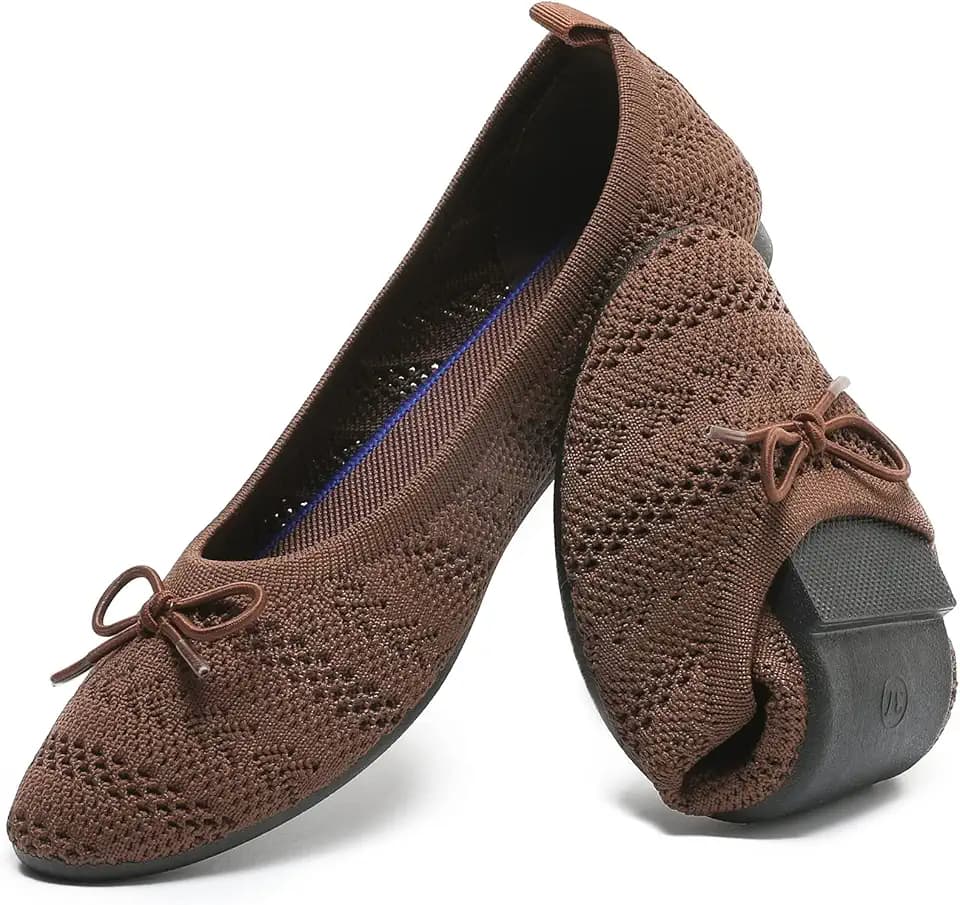 HEAWISH Women's Crochet Lace Mesh Ballet Flats with Bowknot