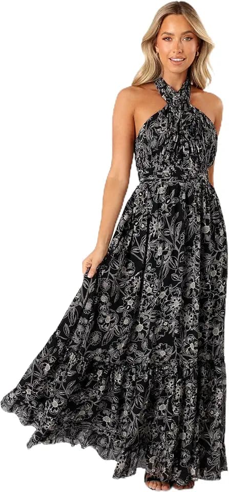 Petal & Pup Women's Lennon Halterneck Maxi Dress