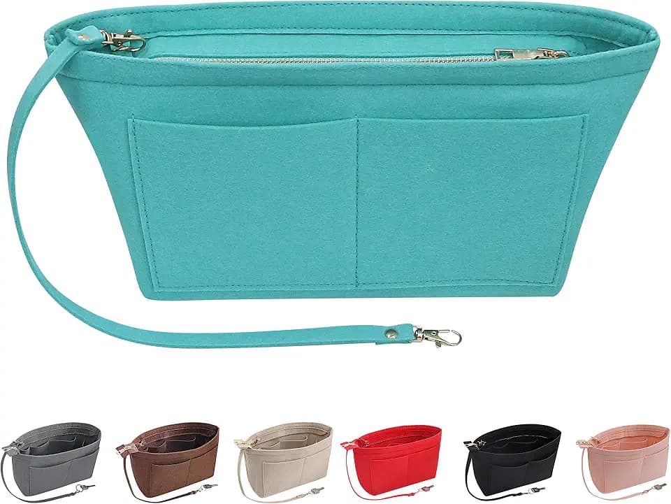 Filz Handtasche Organizer Geldbörse Organizer Filz Insert Bag Organizer Multi-Taschen Einkaufstasche in Tasche für Frauen (Groß, Grün)