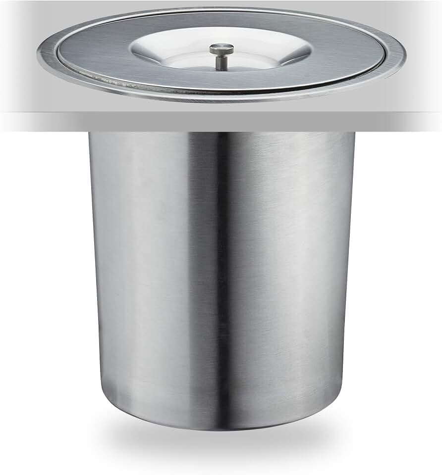 Relaxdays Mülleimer für Arbeitsplatte, 8 l, Edelstahl, für Biomüll, silber