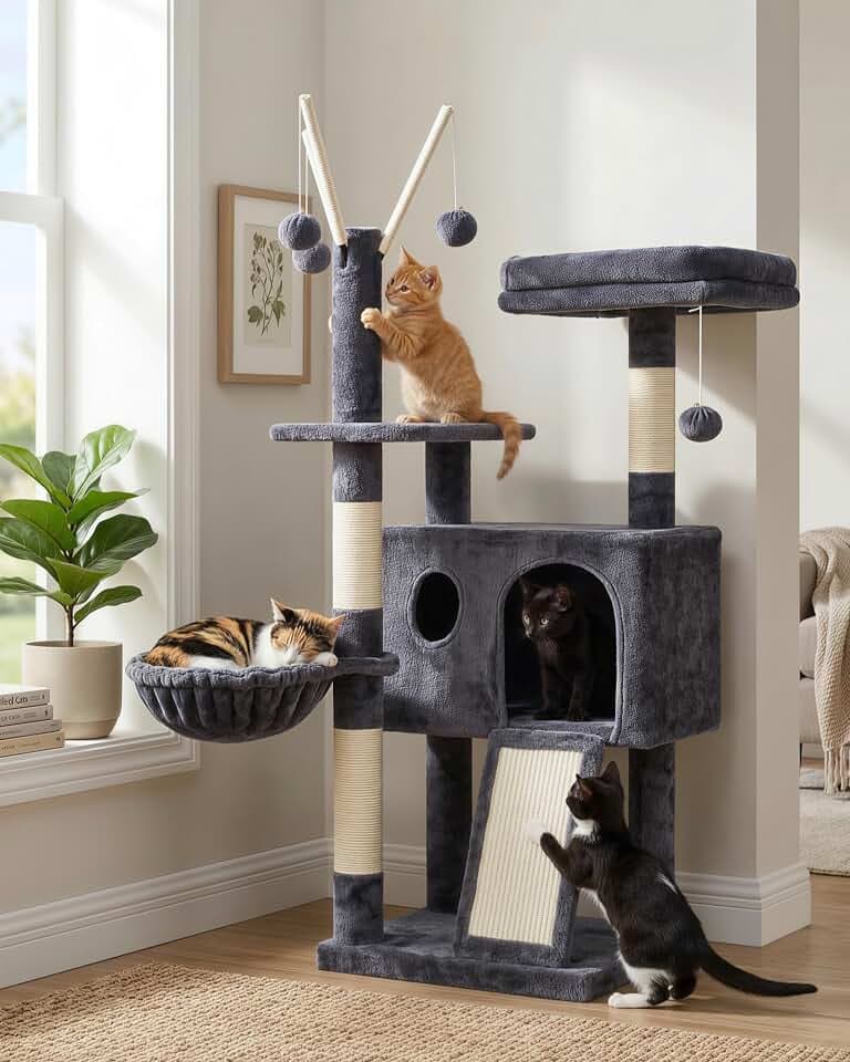 Hey-brother Cat Tree Tower with Removable Toys, Scratching Posts, MPJ008SG
