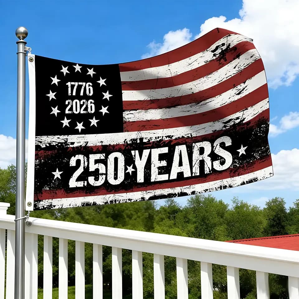 3 Ply 250 Anniversary Flag 3x5 FT Outdoor Heavy Duty, Double-Sided 1776-2026, 250 Years Birthday Patriotic Decor for Porch, Front Door, and Wall