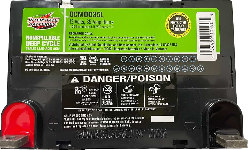 Interstate Batteries Mobility Battery 12V 35Ah Group U1 VRLA AGM L Terminal