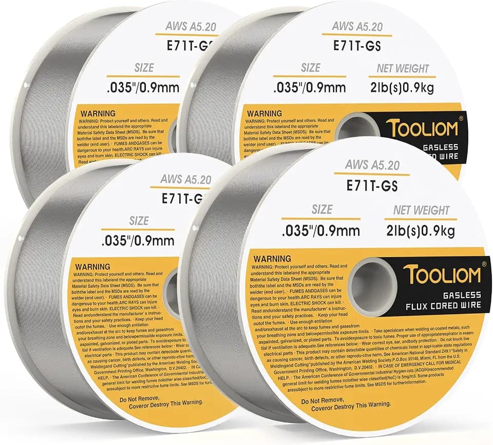 TOOLIOM E71T-GS .035" Gasless Flux Core Welding Wire 2LB, 4pcs