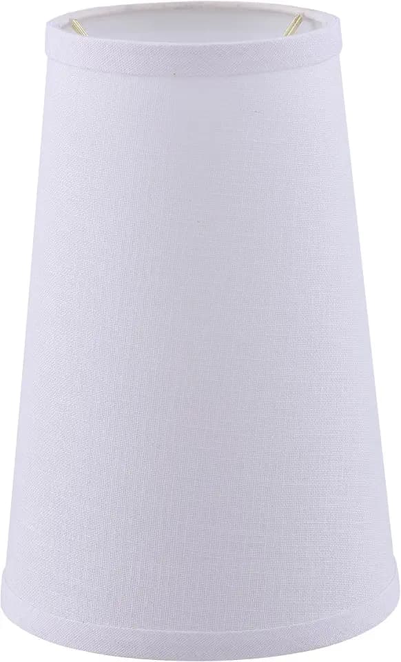 Aspen Creative 32220 Transitional Hardback Empire Shape Spider Fitter Lamp Shade in White Linen Fabric, 4-3/4" Top x 6-3/4" Bottom x 10" Slant