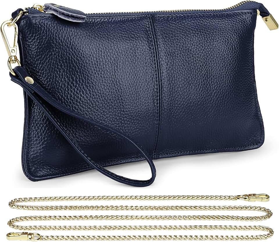 Uromee Genuine Leather Wristlet Wallet Clutch Purses with Detachable Chain