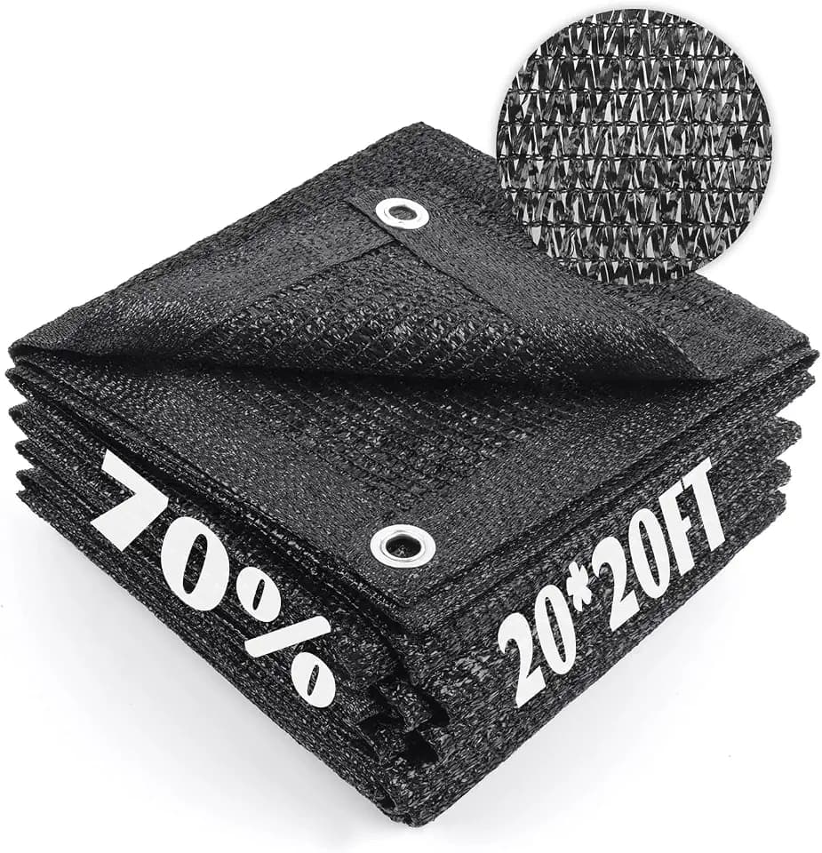 Cool Area Sun Shade Cloth with Grommets for Garden, 70% 20x20ft, Black