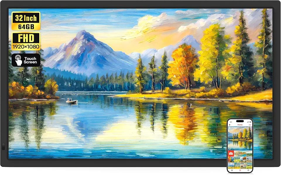 32" Frameo Large Digital Picture Frame 64GB, WiFi Photo Frame, Touch Screen
