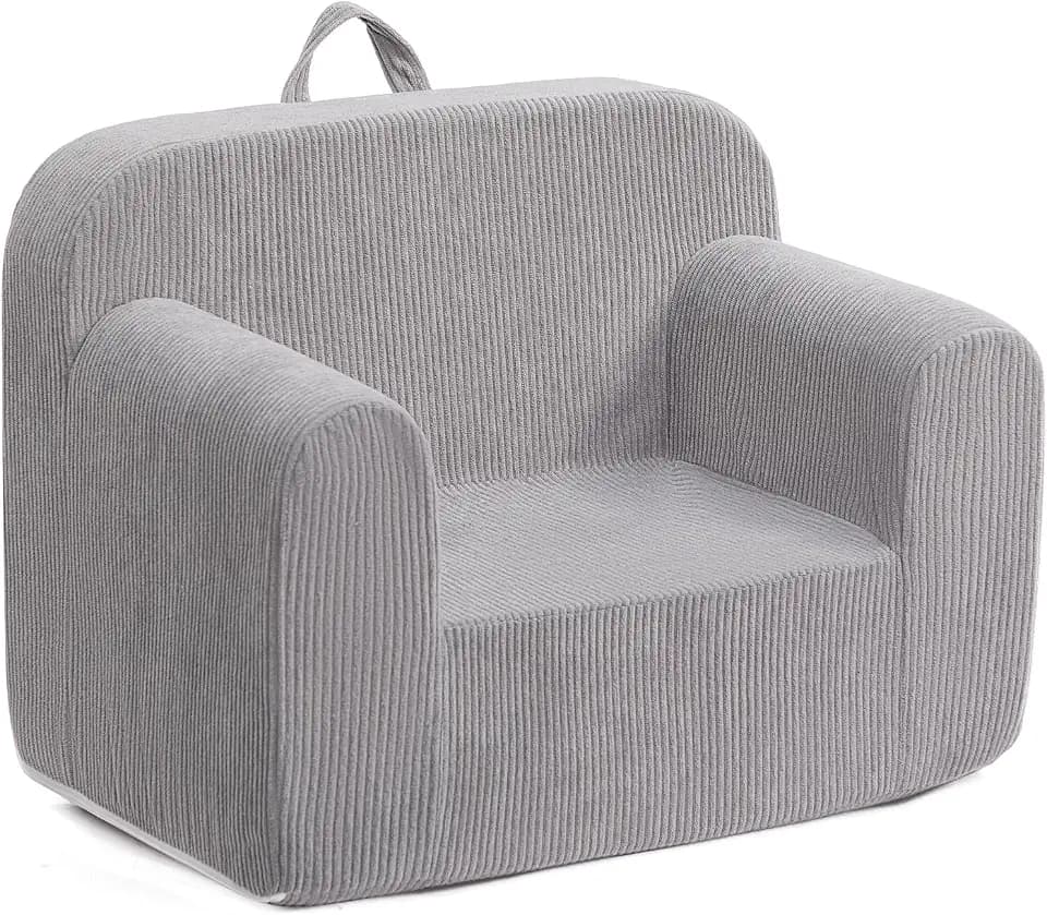 BEJOY Kindersofa, Ultraweicher Schaumstoffgefüllter Kindersessel, Cord Grau