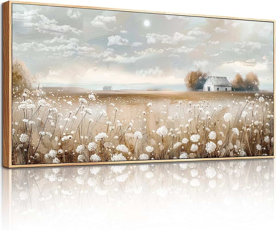hyidecorart Vintage Bilder mit Rahmen Blumen Landschaft Gemälde 60x120 cm