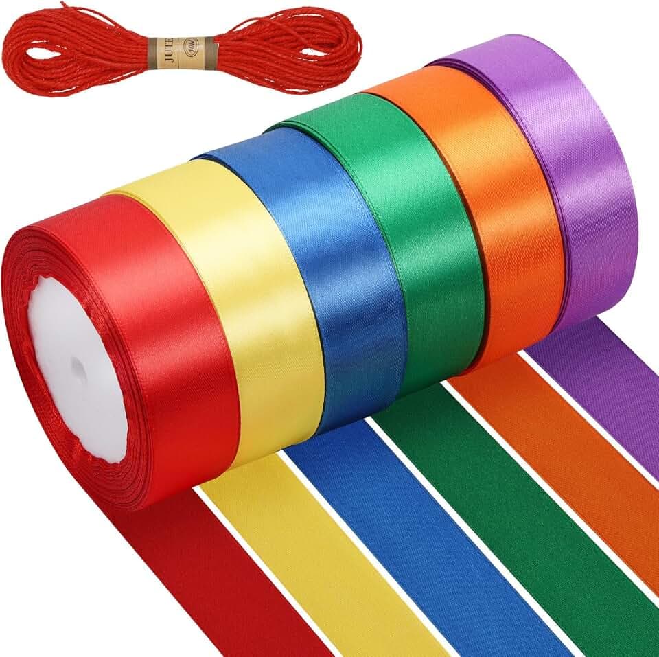 Zocipro 6 Farben Schleifenband 22m x 25mm Maibaum Bänder Satinbänder Bunt