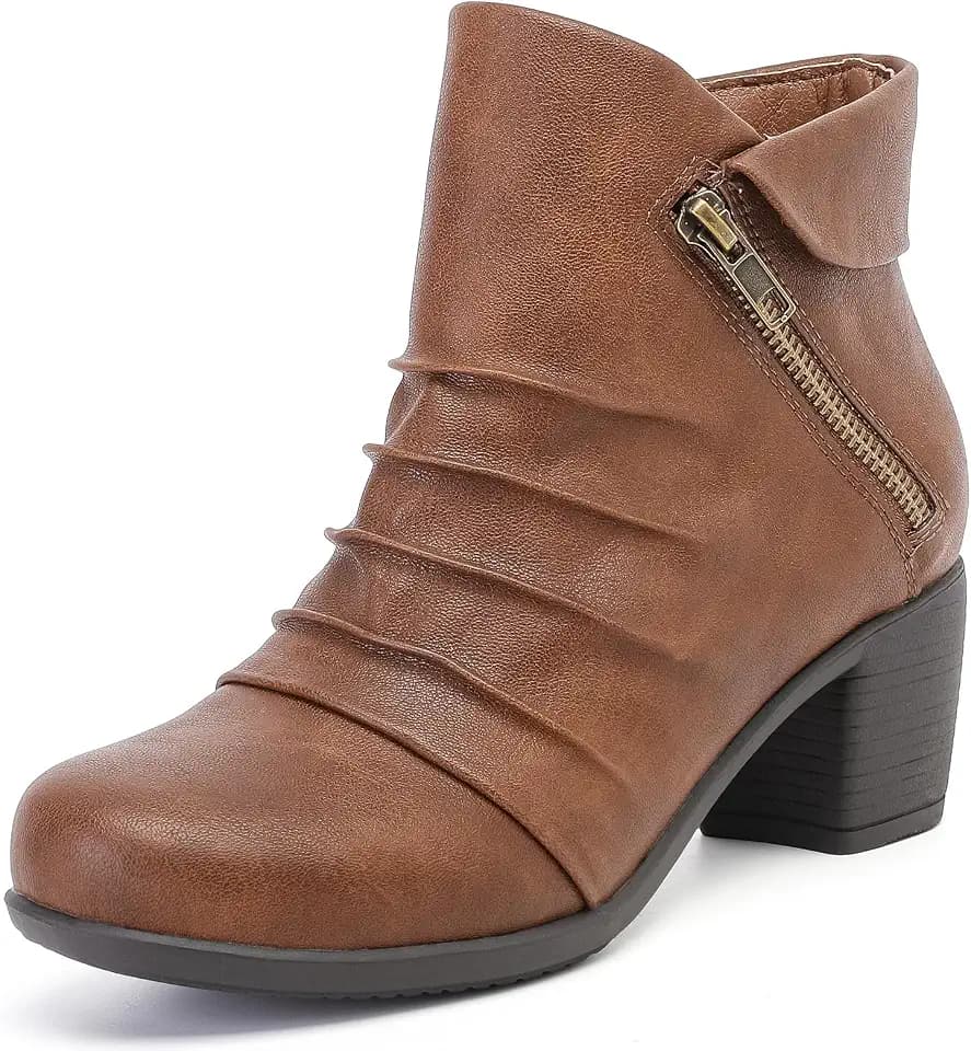Ruiee Ankle Boots for Women Heeled Fashion Booties.
