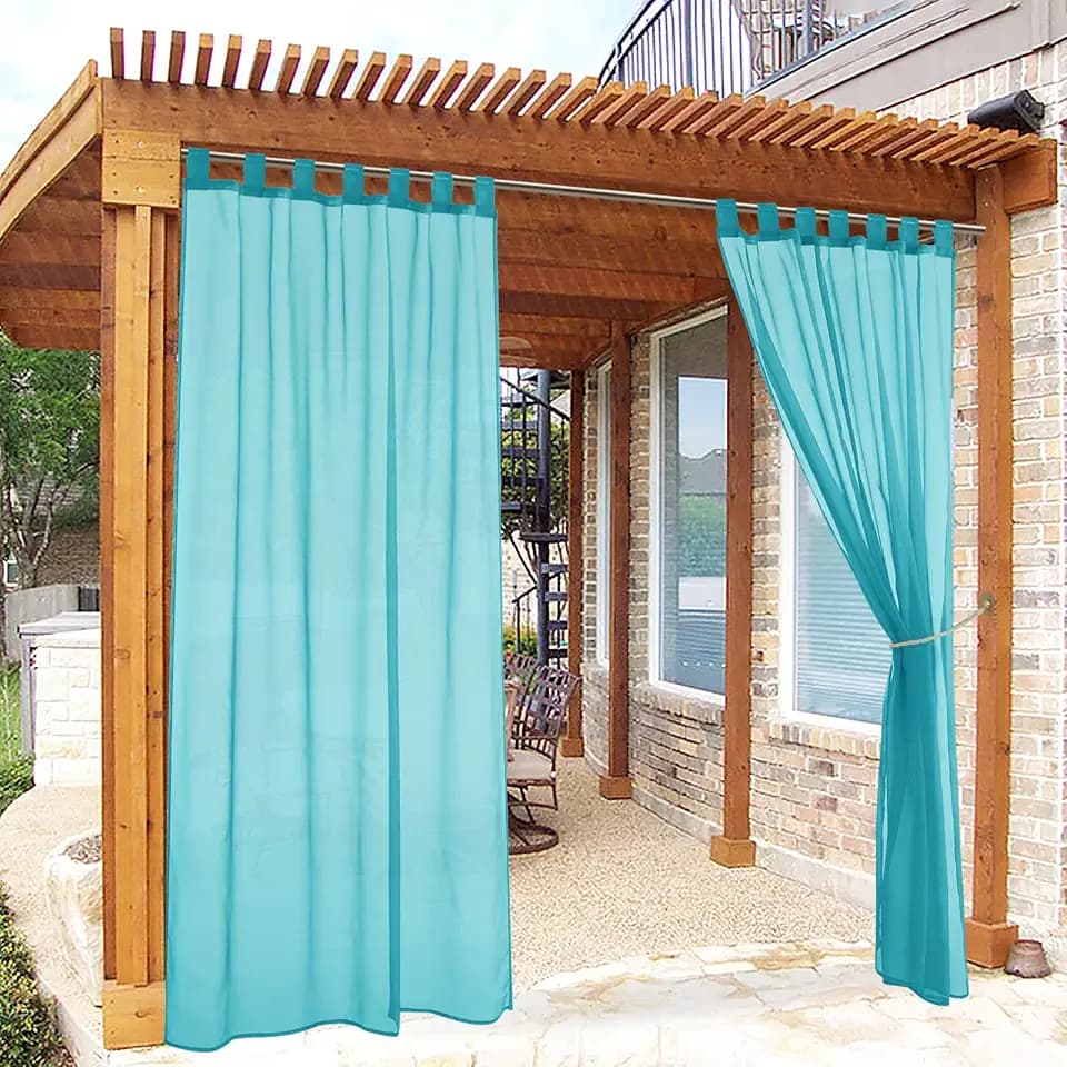 RYB HOME Velcro Sheer Outdoor Curtains for Patio Waterproof, Balcony