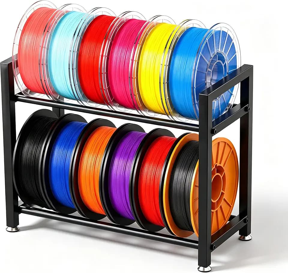 3D Printer Filament Rack Desktop, 2-Tier Metal Spool Holder Organizer