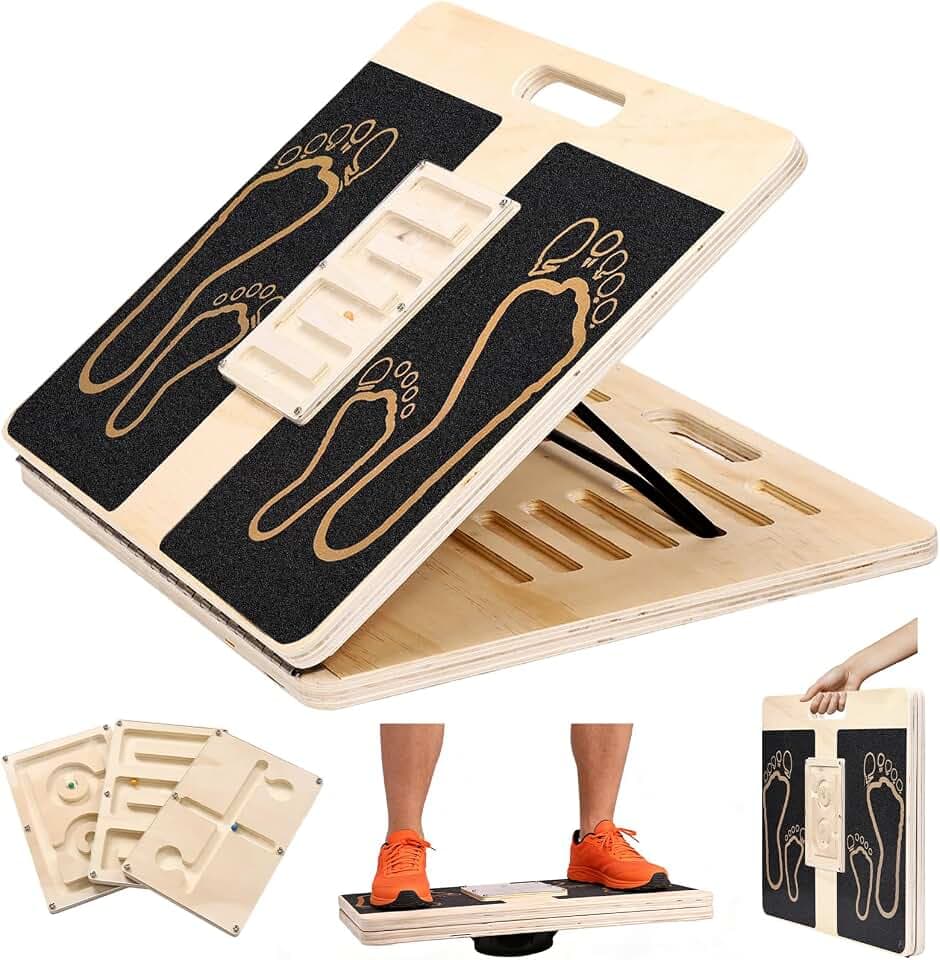 Slant Board Calf Stretching for Ankle Mobility & Balance Board with Maze