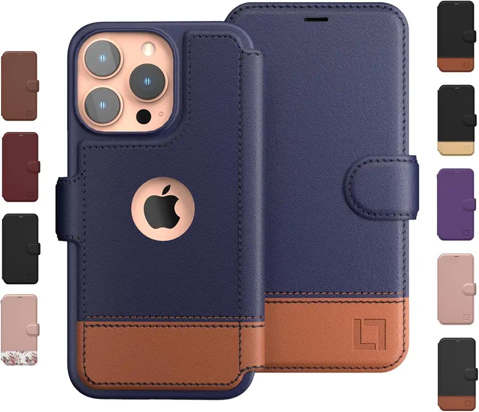 For iPhone 16 Pro Max Case Wallet, Ultra Slim & Protective, Shockproof, Credit Card Holder, Wireless Charging Compatible, Premium Vegan Leather, Folio Cover (6.9") Desert Sky (Blue & Brown)