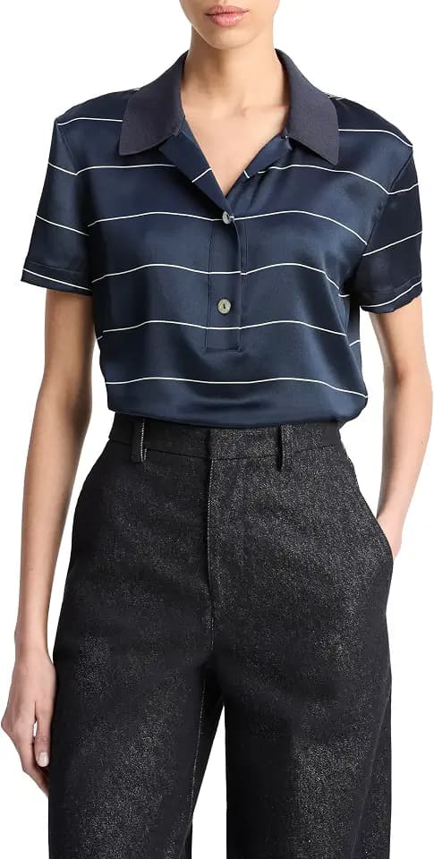 Vince Women's Knit Collar Stripe Polo