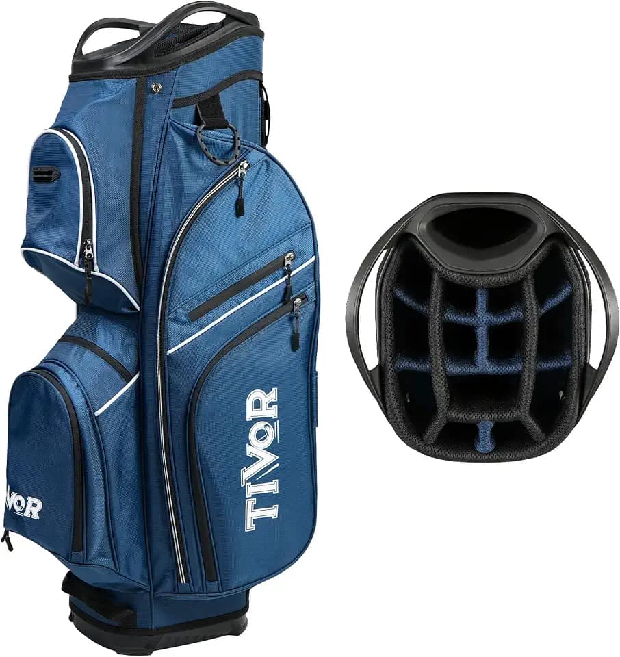TIVOR 2026 Golf Cart Bag - 14-Way Full-Length Dividers, 9 Pockets, Easy-Access Handle & Ergonomic Straps | Perfect for Cart & Walking, Includes Rain Cover