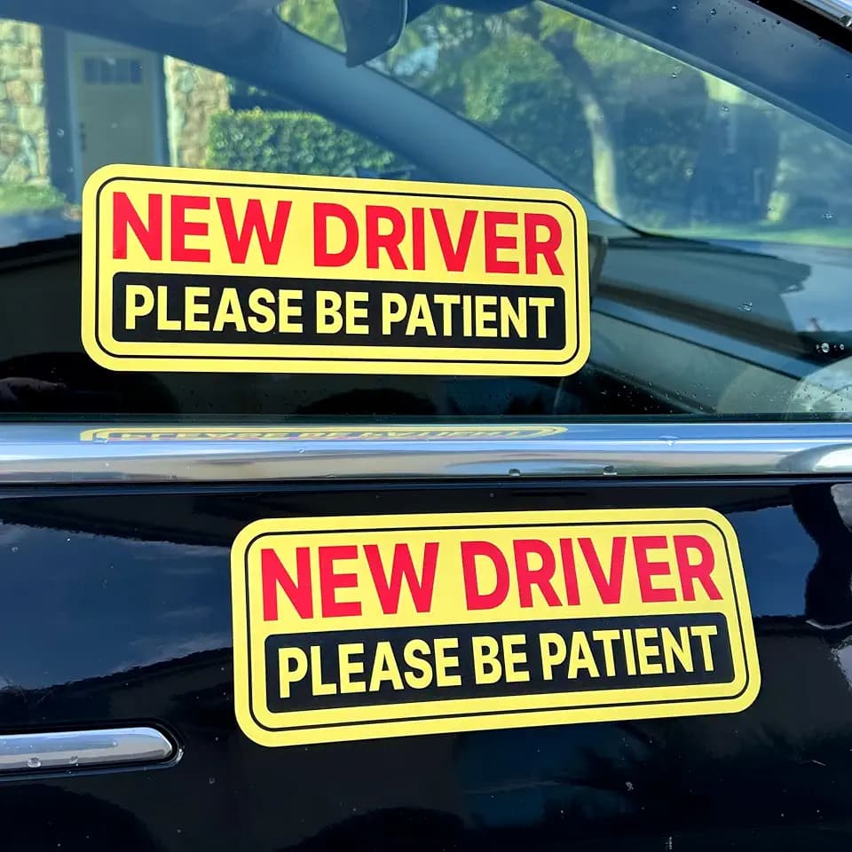 Stickios New Driver Stickers for Cars & Windows - Reusable & Paint-Safe