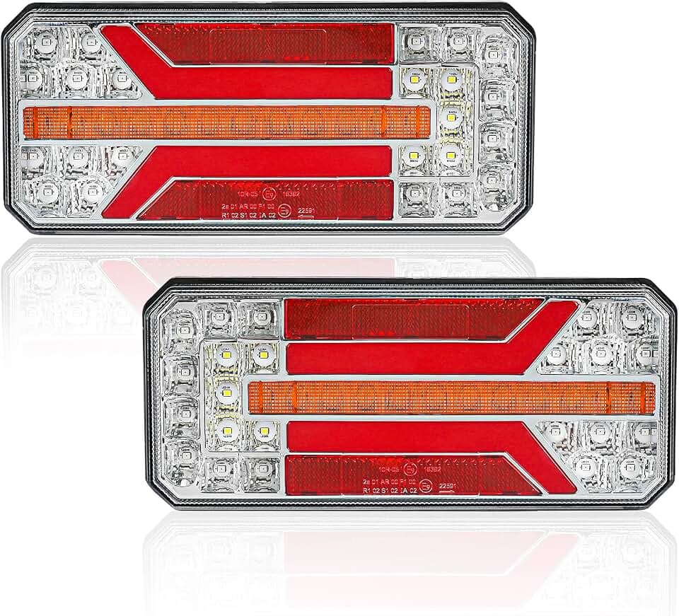 AOHEWEI 2 Stück Anhänger-Rücklichter, 12 V/24 V superhell wasserdicht Blinker Bremse Rückwärtsgang Nebelscheinwerfer Reflektorlampe für Anhänger, LKW, Wohnwagen, Van, Traktor