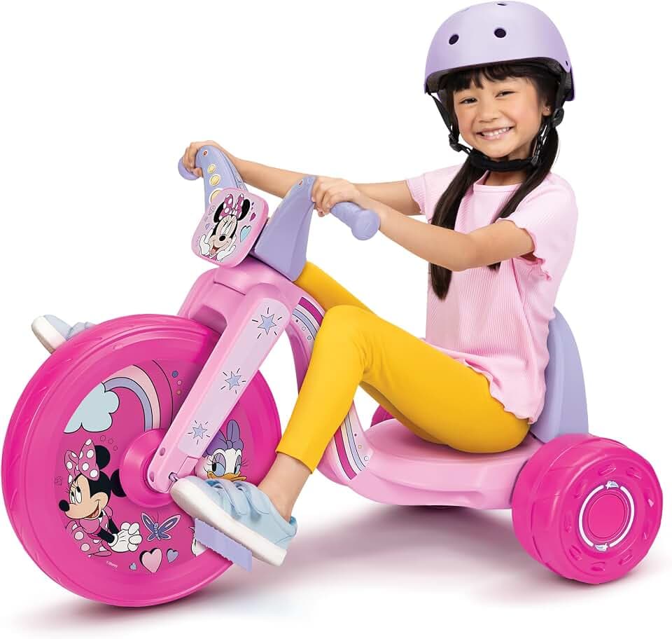 Minnie Mouse Ride-On 15" Fly Wheels Cruiser Tricycle Bike, Wide Front Wheel Designed to Provide Stability and Control, Ages 3-7, for Kids 41”-44” Tall - 70 lbs. Weight Limit