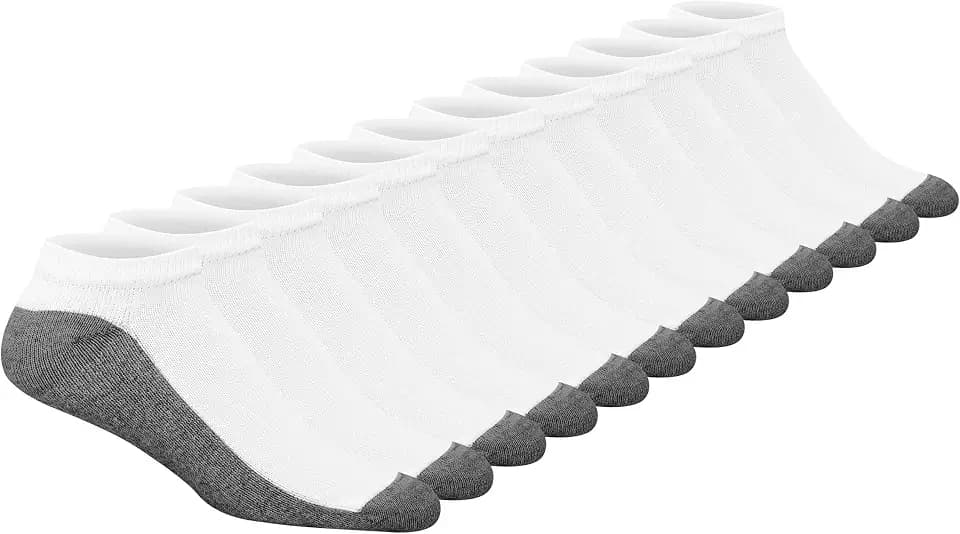 Hanes Men’s Max Cushion Low Cut Socks, 6, 8, and 12 Pair Pack, White and Black
