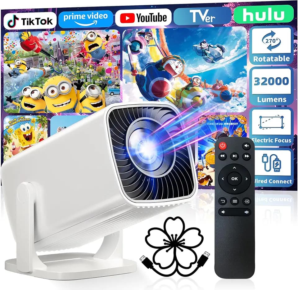 Mini Projector with 4K Support, Portable Short Throw Proyector