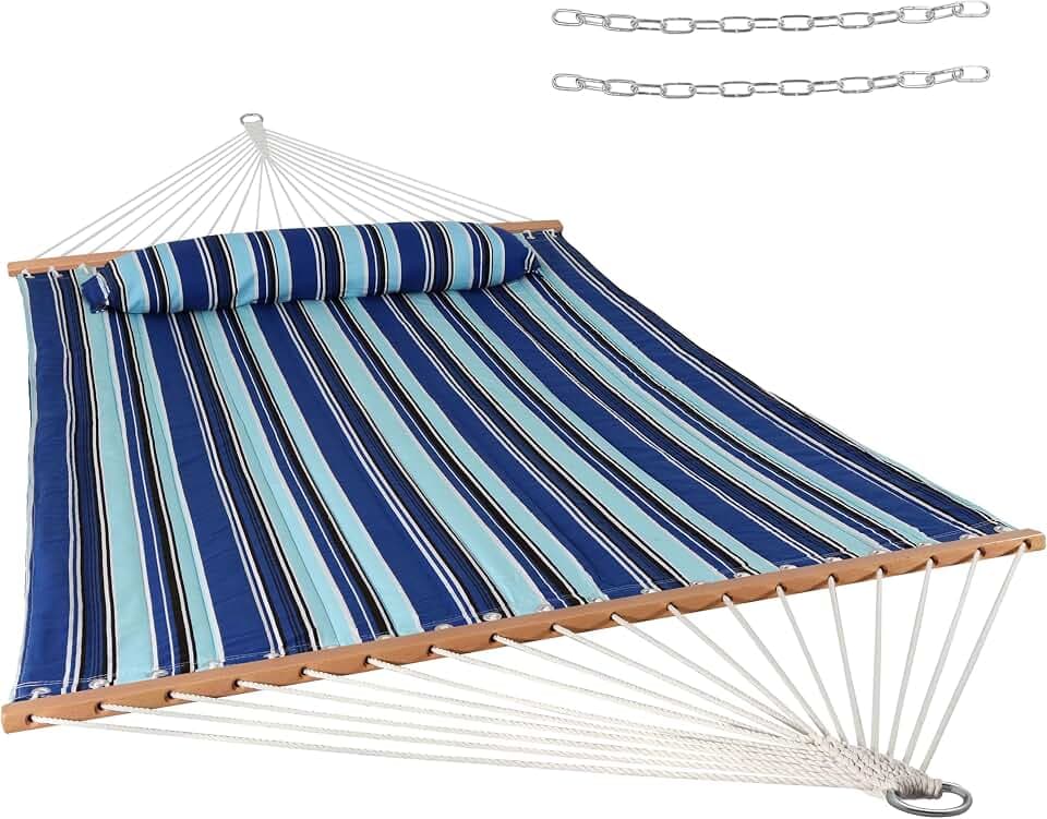 Sunnydaze Quilted Double Hammock for Outside with Pillow, Catalina Beach