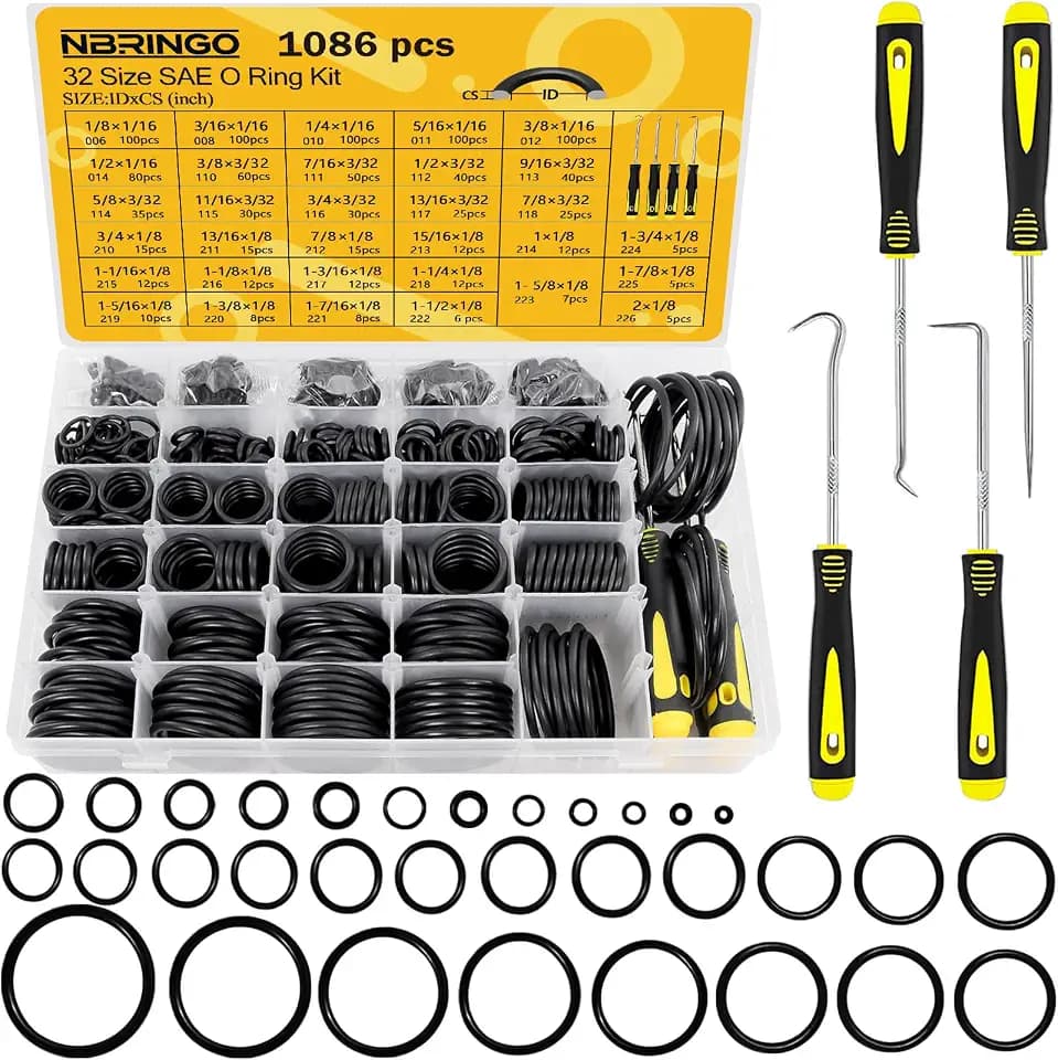 32 Sizes 1086 Pcs SAE O Ring Kit for Hydraulic Car Mechanical