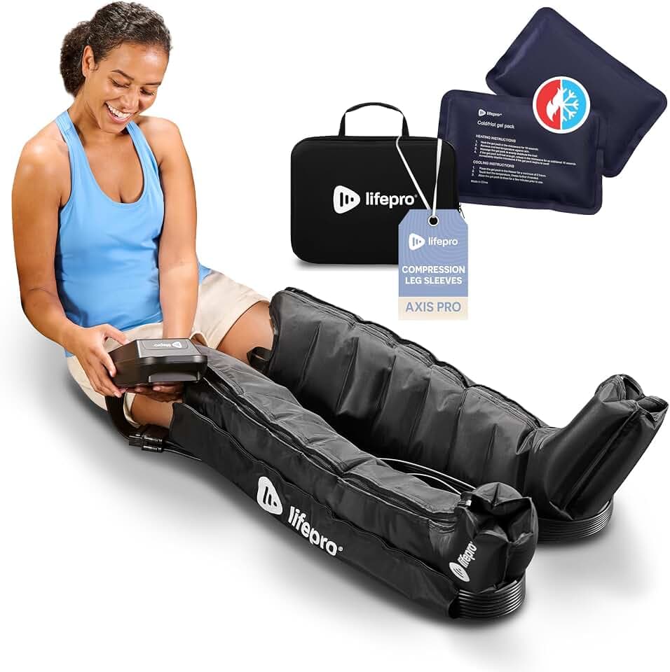 Lifepro Air Compression Therapy Recovery System Leg Massager – 8-Chamber AXIS Full Leg Massage for Calf, Thigh & Foot – Air Massage Wraps for Relaxation & Wellness – Gift for Mom or Dad