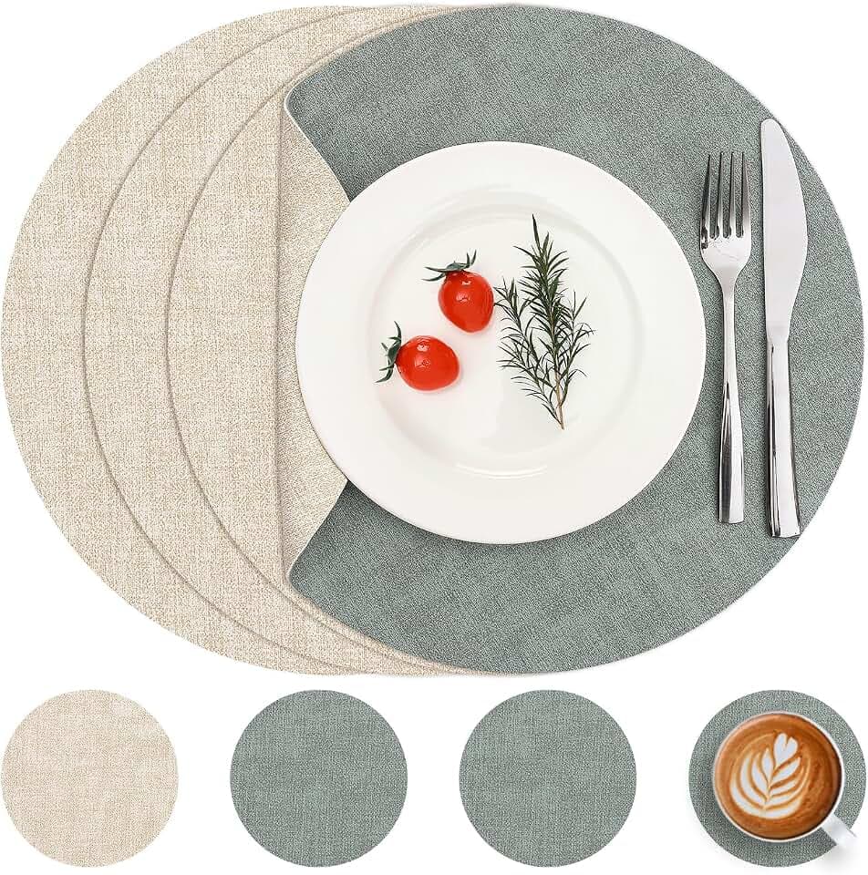 Myir JUN Tischsets abwaschbar Leder und Untersetzer doppelseitig Platzset