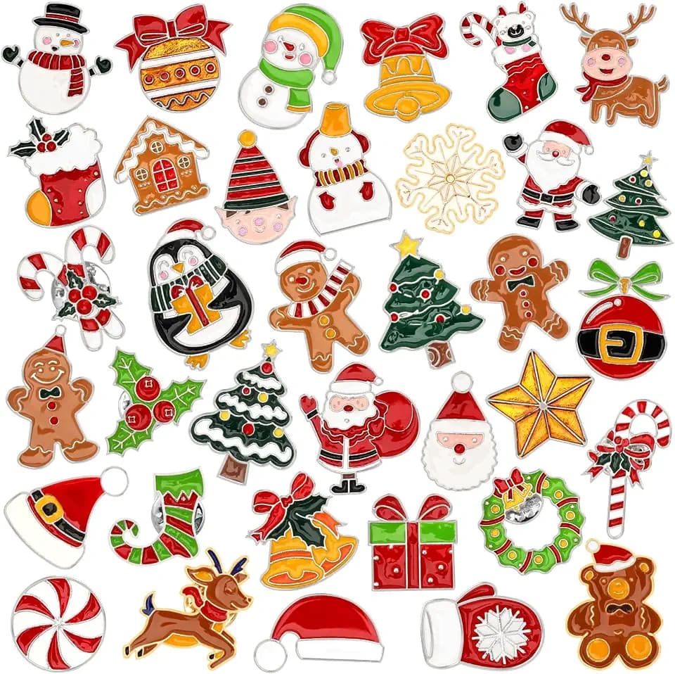 72Pcs Christmas Enamel Pins, Lapel Badges for Cloth Backpack Decor