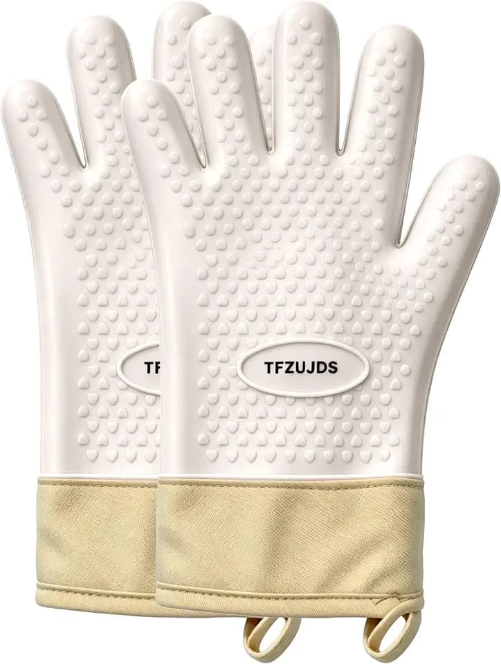 Silicone Oven Gloves with Fingers Heat Resistant 450°F in Kitchen