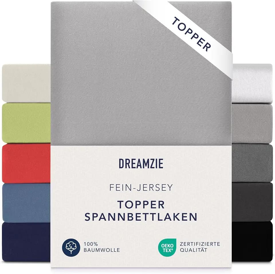 Dreamzie - Topper Spannbettlaken - 180x200cm / 200x200cm - 100% Baumwolle