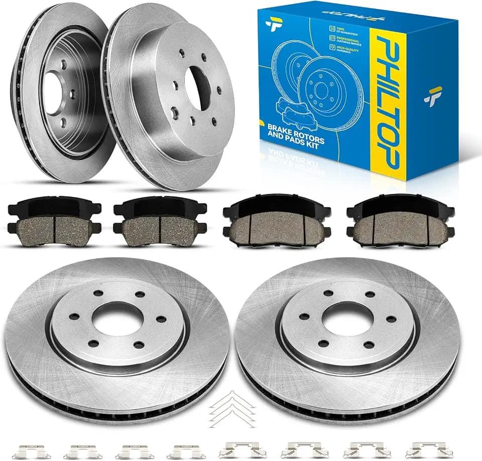 PHILTOP Front & Rear Brake Kit For 2005-2019 Nissan Frontier, Brake Rotors Ceramic Brakes Pads Replacement: 11.25" inch Rear, 11.63" inch Front Rotor