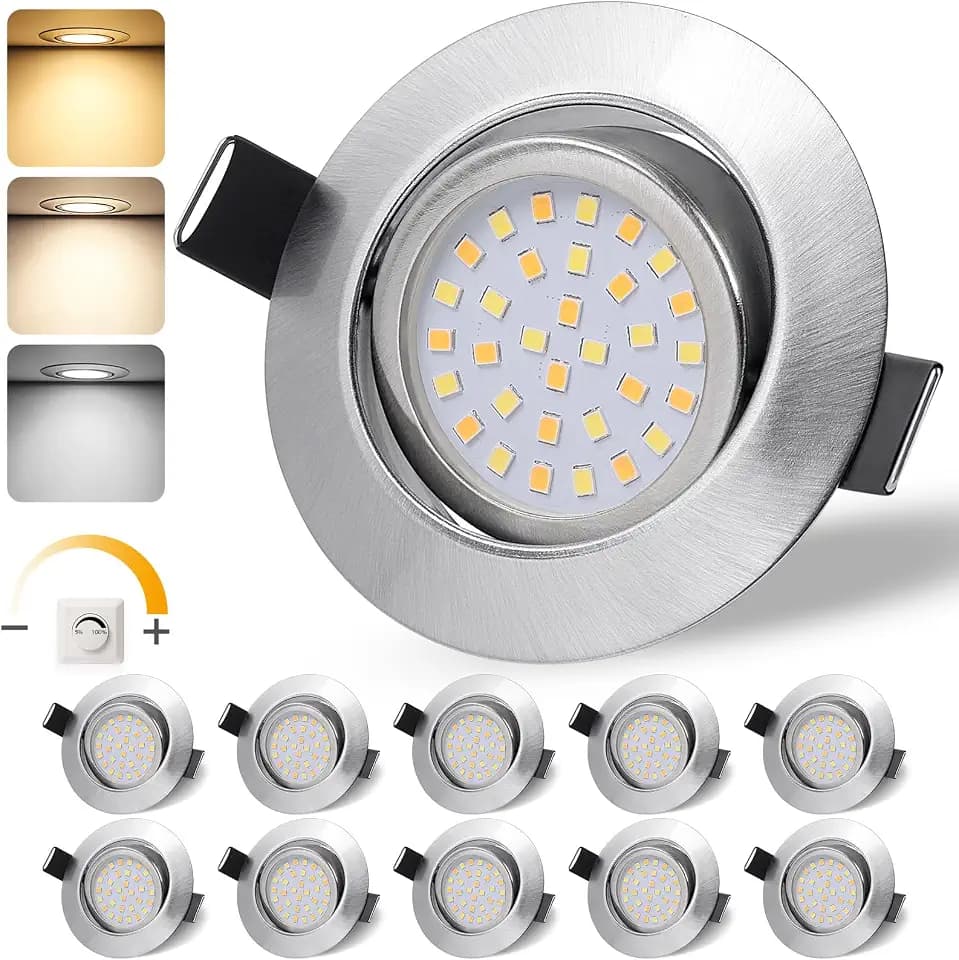 GeyouLux LED Einbaustrahler 230V Dimmbar, IP44 Deckenspots, 65-75mm EinbauØ