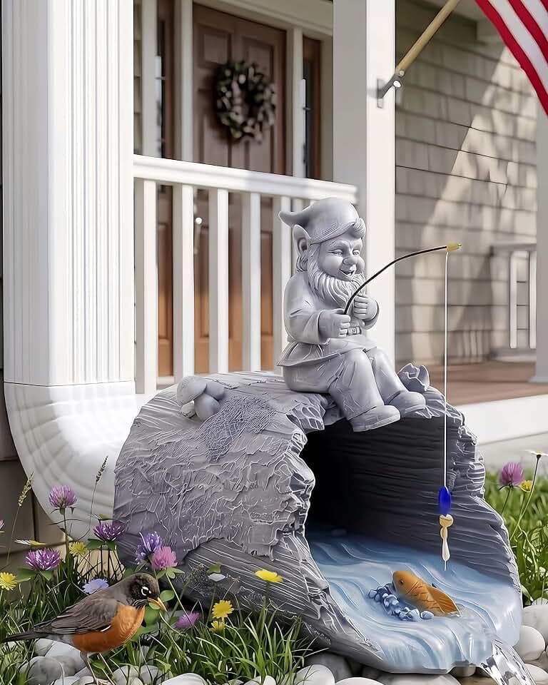 Gnome Downspout Extender, Eco-Friendly Resin Outdoor Decor Sculpture, Garden Rain Diverter, Splash Block,Gutter Extender, Decorative Gutter Extension Perfect Rain Diverter For 3"x4" Downspouts