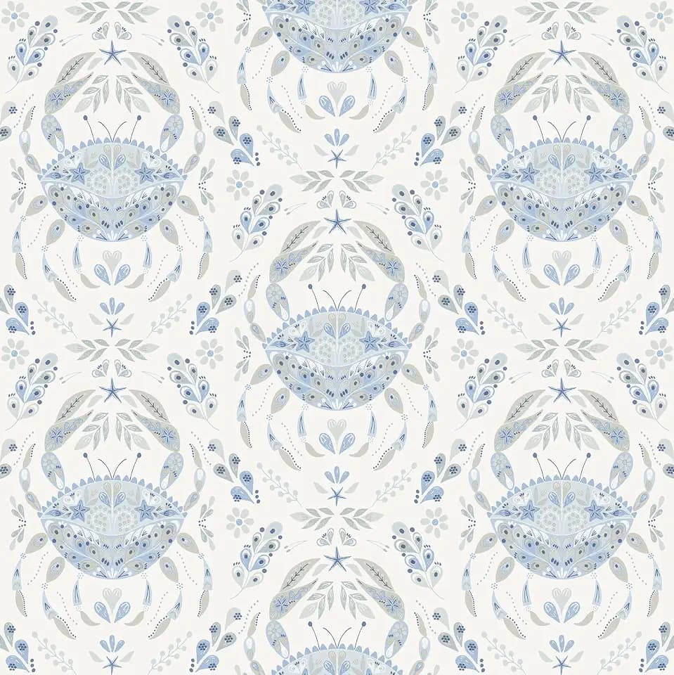 NuWallpaper by WallPops Blue Shellby Peel & Stick Wallpaper