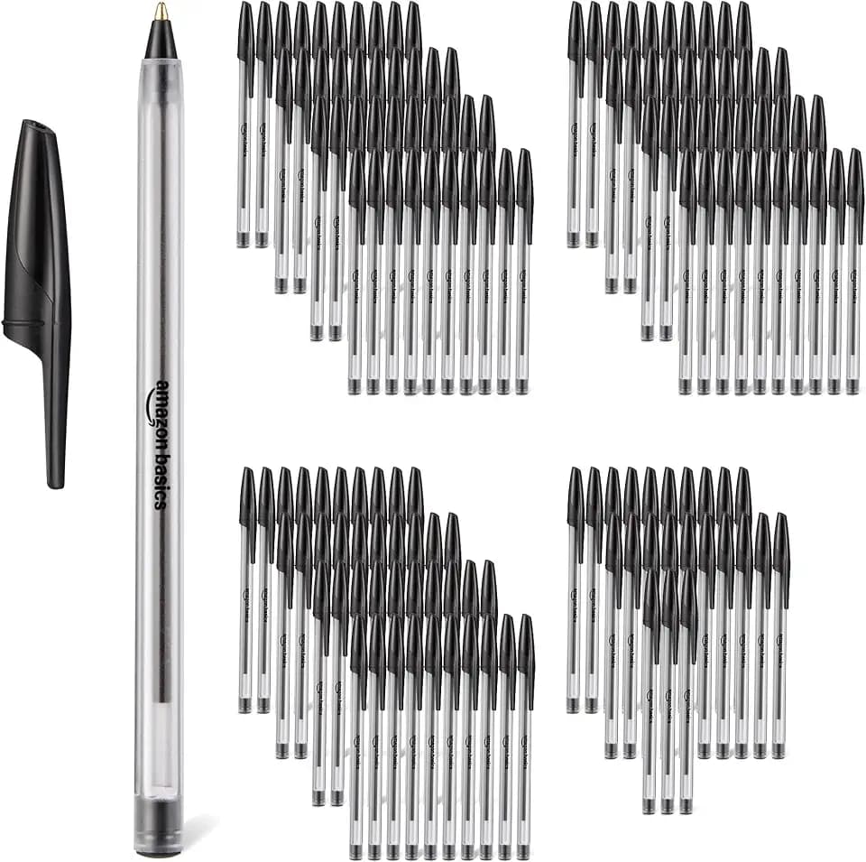 Amazon Basics Ballpoint Pens, Medium Point 1.0mm, Black Ink, 144-Pack