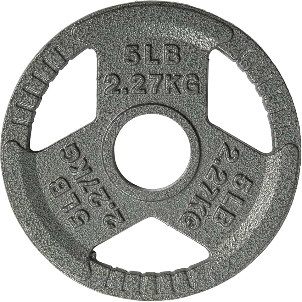 Yes4All Tri-Grip Handles Cast Iron Olympic Weight Plates, 2-Inch Weight Plates for Weight Lifting with Smooth and Durable Finish, Suitable for Strength Training Exercises (Single, Pair and Set)