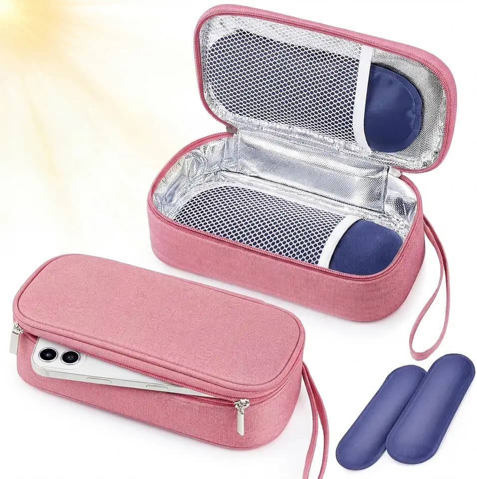 Phone Cooling Pouch with 2 Ice Packs Portable, Pink, Fabric