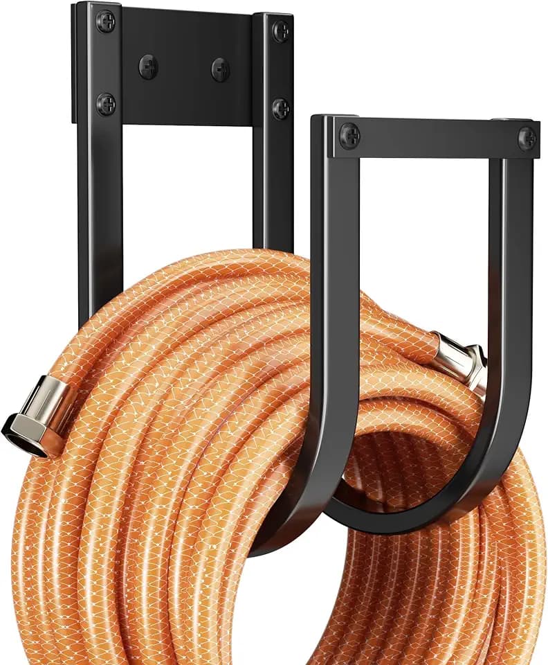 Garden Hose Holder Wall Mount - Metal Water Hose Hanger for Outside, Durable Hook for Garden, Garage, or Yard Storage