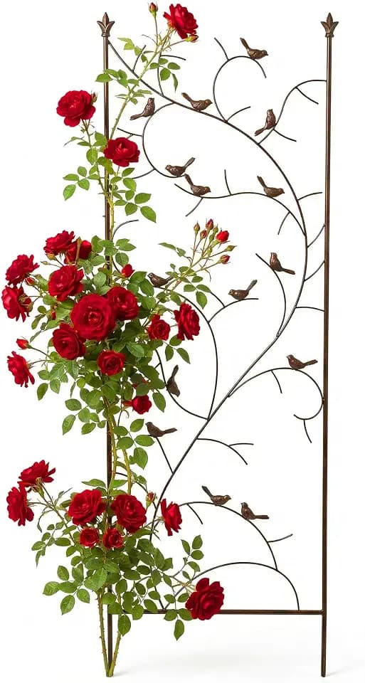 Relaxdays Rankgitter, HxB: 150x50 cm, Metall, Vogel-Design, braun