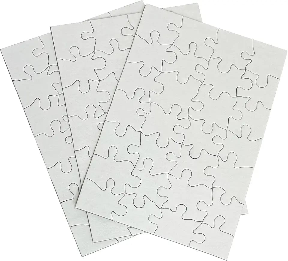 24 Blank Jigsaw Puzzles - 5.5 inch x 8 inch, 28 Pieces per Puzzle - Excellent for Kids Activities, Arts & Crafts, Invitations, Blank Puzzles to Draw On