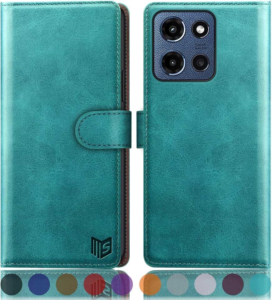 SUANPOT Compatible with Moto G 5G 2025/Moto G 5G 2026/Play 2026 Wallet case with RFID Blocking Credit Card Holder,Flip Book PU Protective Cover Women Men for Moto G 5G 2025 Phone case Blue Green