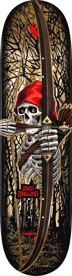 Powell Peralta Zach Doelling Archer Flight Skateboard Deck, Gold Foil, 8.30" x 31.61"