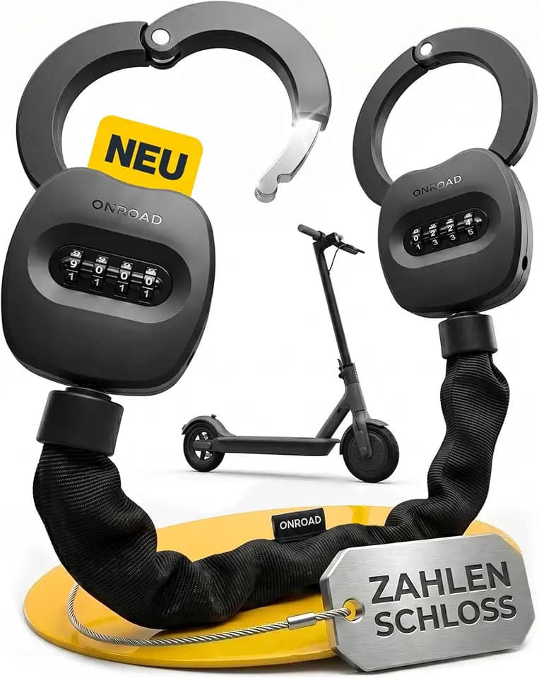 E-Scooter Schloss mit Zahlencode inklusive Recovery Funktion mit Schlüssel - E-Roller Schloss SNAPSAFE mit hoher Sicherheit, Handschellenschloss aus gehärtetem Stahl, Scooter Schloss, E Roller Zubehör