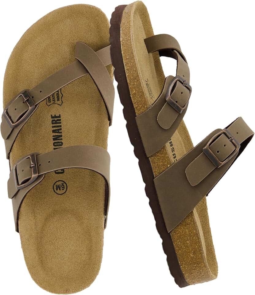 CUSHIONAIRE Luna Cork Footbed Sandals for Women with Crossover Straps