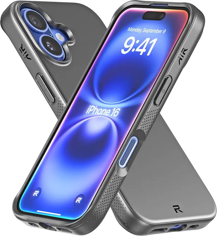 REBEL Air Case for iPhone 16 [Air² Series] Compatible with MagSafe, Strong Magnets, Grippy Sides, Slim & Lightweight TPU Cover, Protective Corners, Raised Lens Ring, 6.1 Inch Phone 2024 (Black)